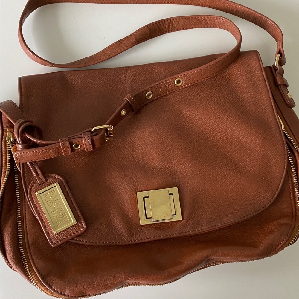 Badgley Mischka brown leather crossbody bag